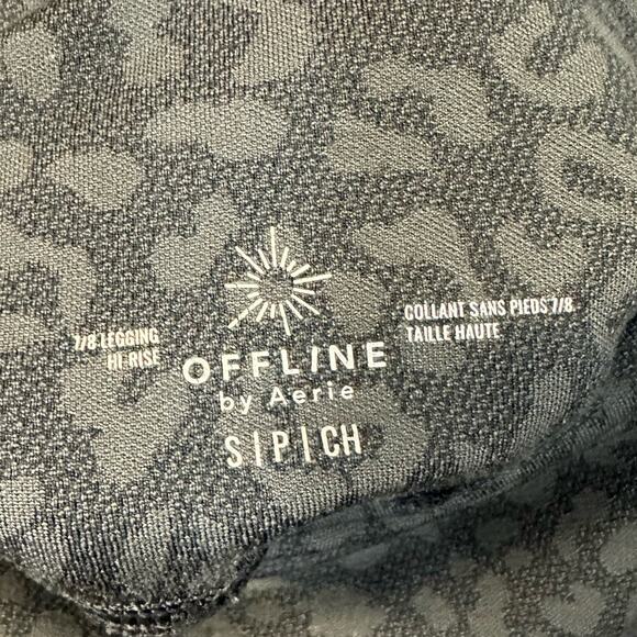 Offline by Aerie 7/8 Leggings High Rise Animal Print Black Gray Small - Picture 2 of 5